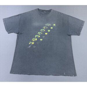 Rare Vintage Y2K John Deere Heavy Equipment Machines Sun Fade Promo Tee Thrashed